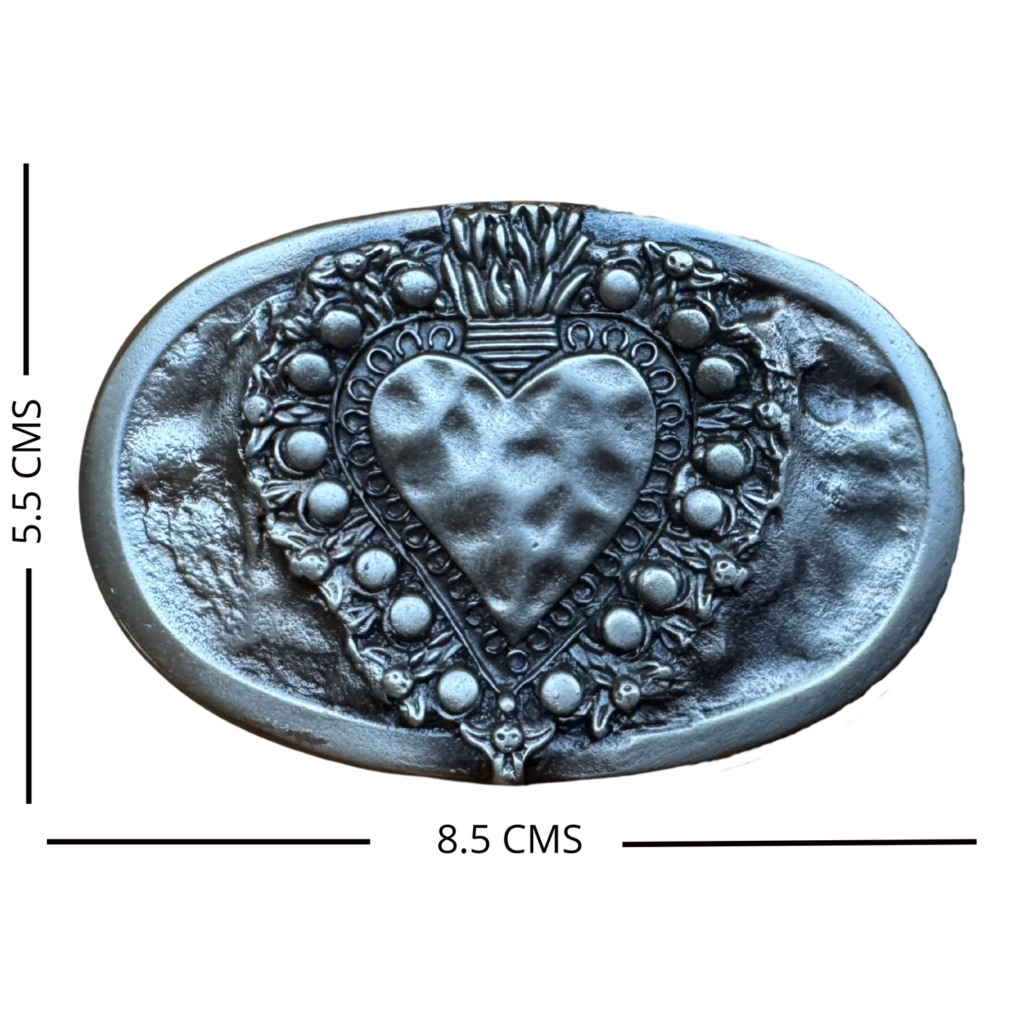 Cinturón de caucho reciclado con hebilla Corazón Coronado Plateado