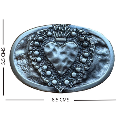 Cinturón de caucho reciclado con hebilla Corazón Coronado Plateado