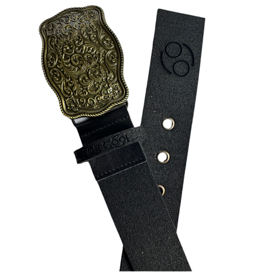 Cinturón Caucho Reciclado Hebilla Cowboy Dorada